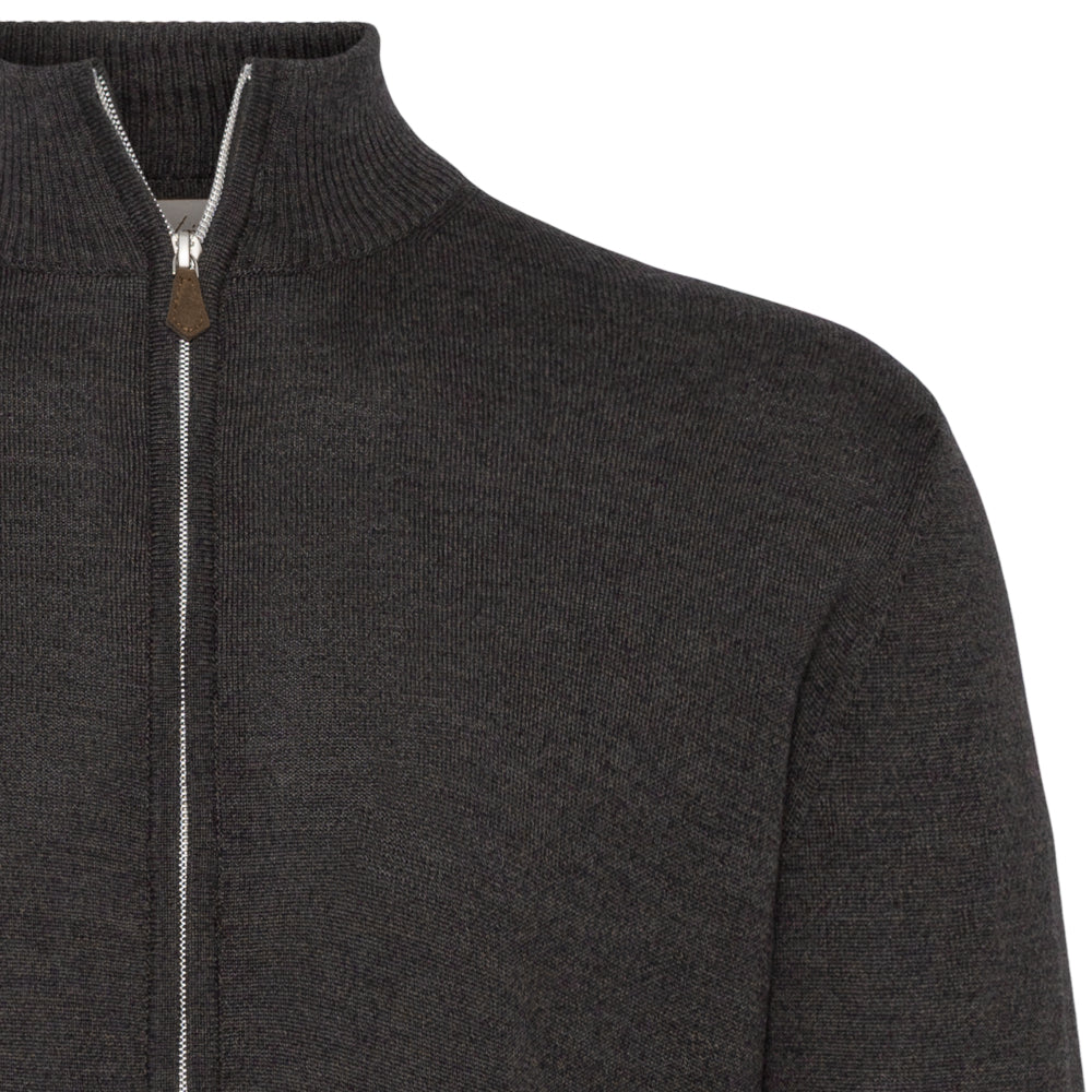 Full zip - Mørk brun