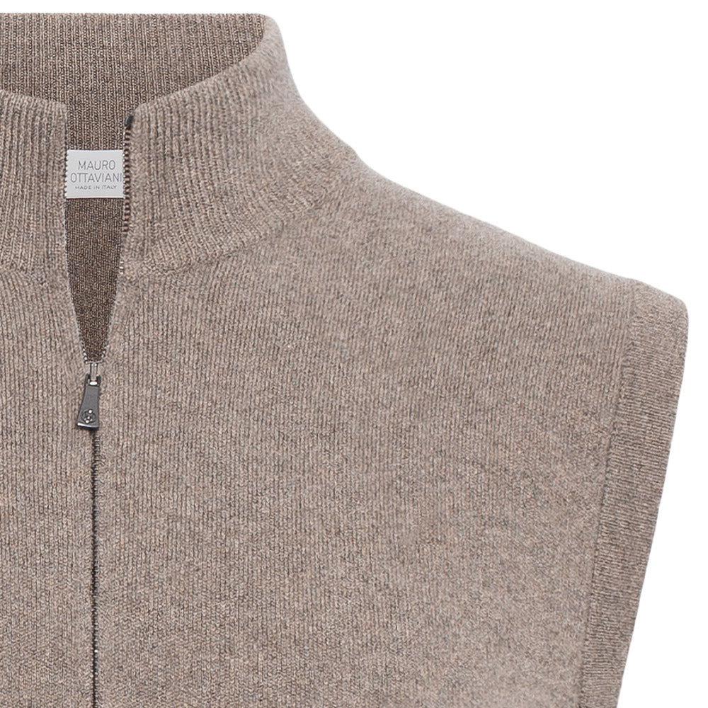 Strikkevest - Mørk beige