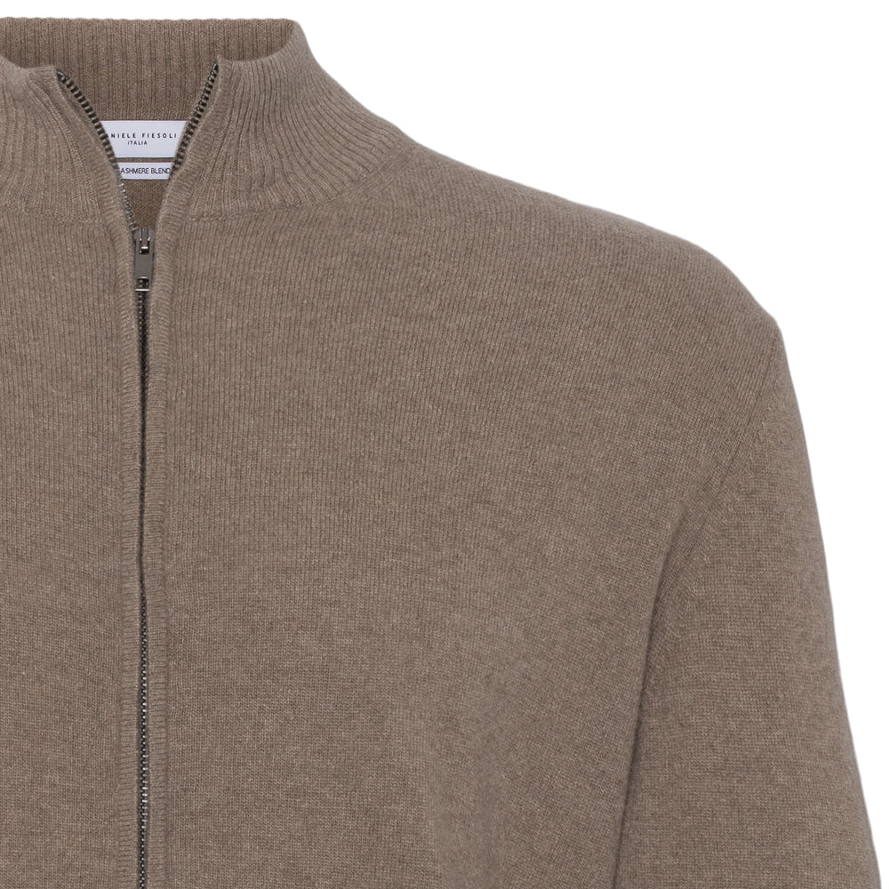 Full zip - Mørk beige