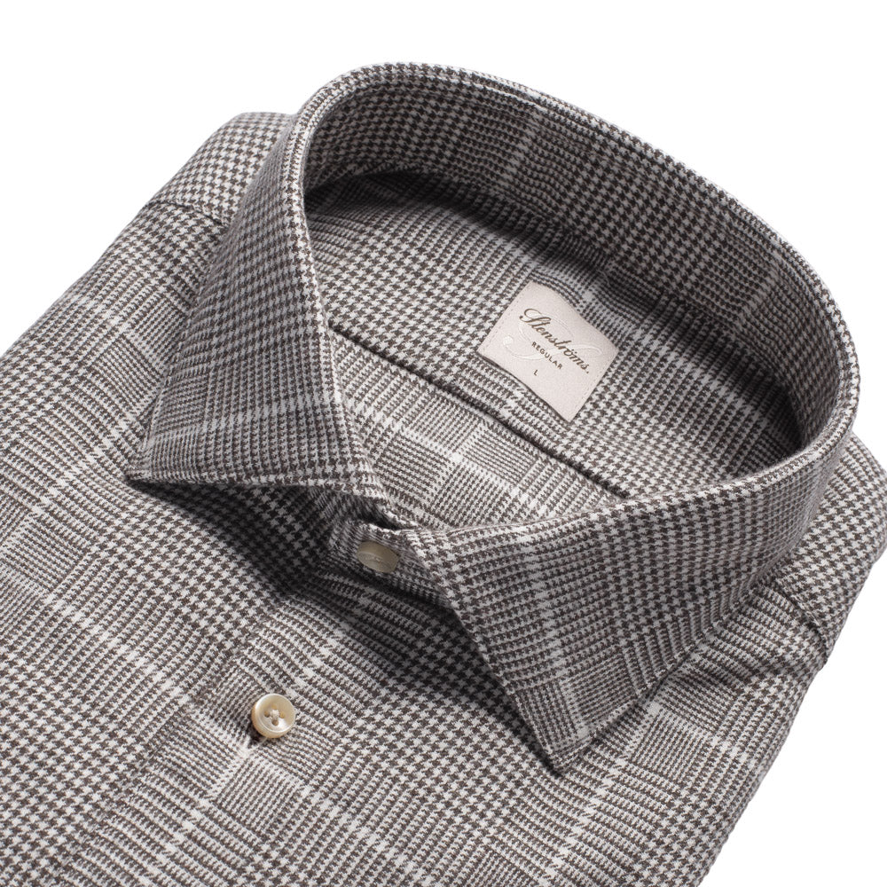 Flanellskjorte - Regular - Brun rutet