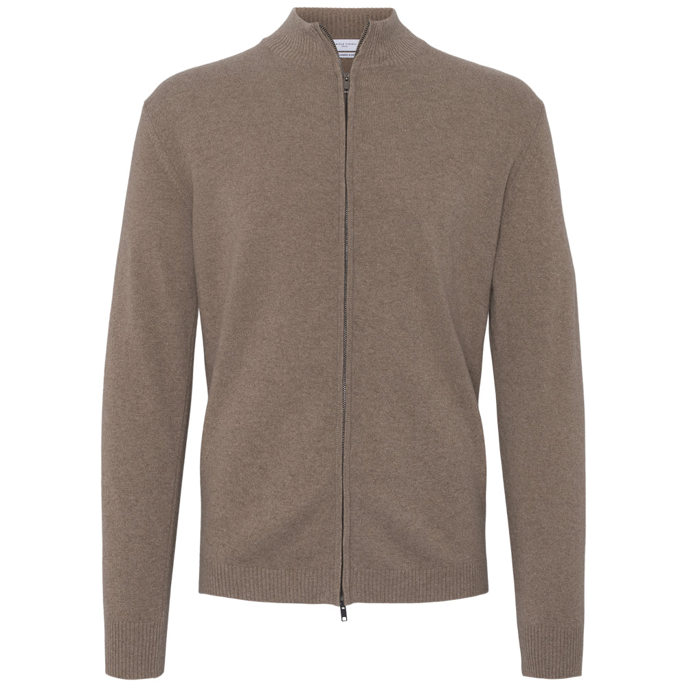 Full zip - Mørk beige