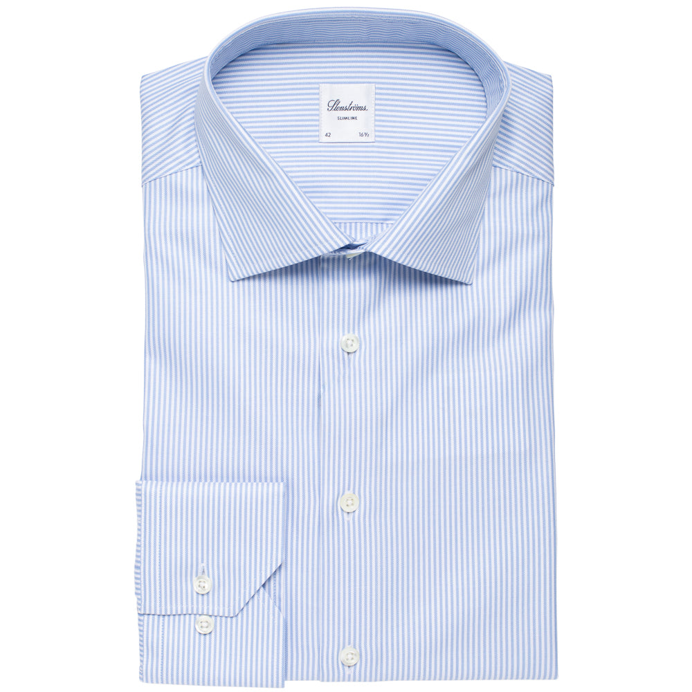 Skjorte - Slimline - Lys blå stripet