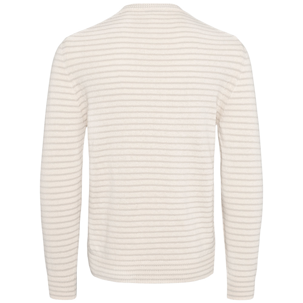 Rundhals genser - Beige stripet