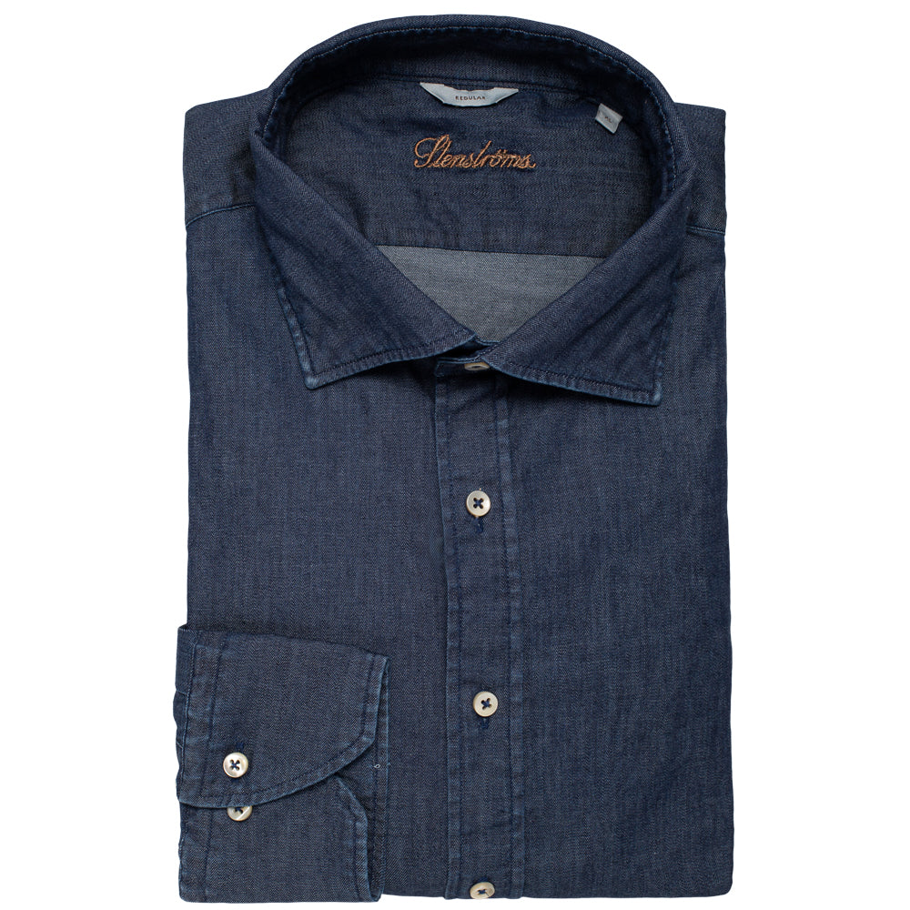 Denimskjorte - Regular - Mørk denim