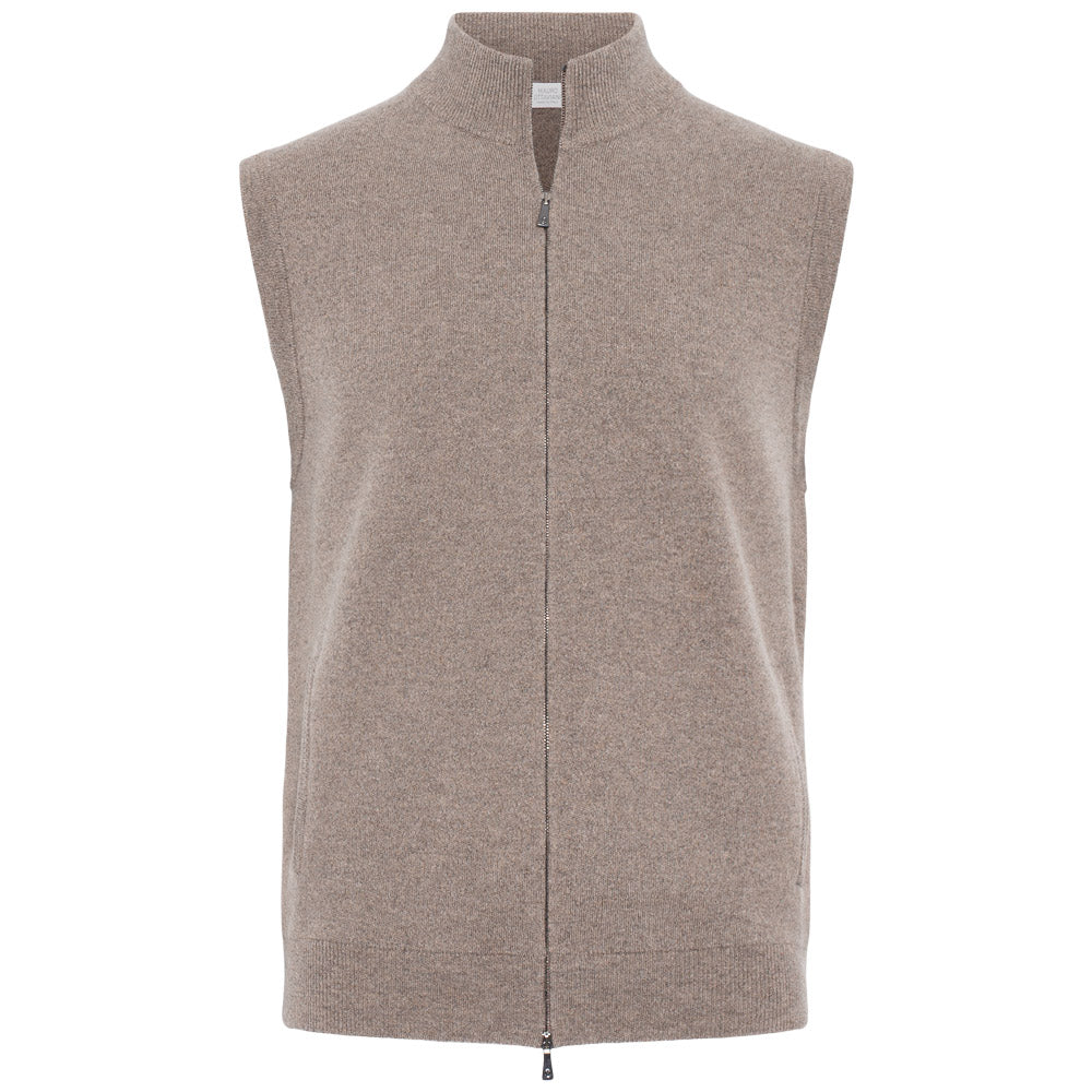 Strikkevest - Mørk beige