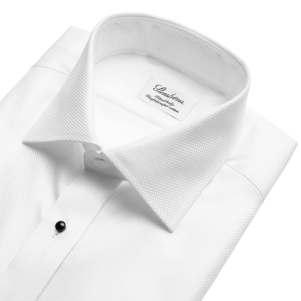 Smokingskjorte m/studs - Slimline - Hvit - Dobbel mansjett