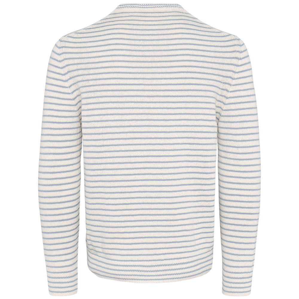 Rundhals genser - Beige blå stripet