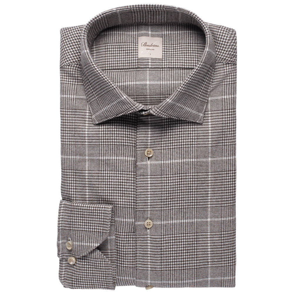 Flanellskjorte - Regular - Brun rutet