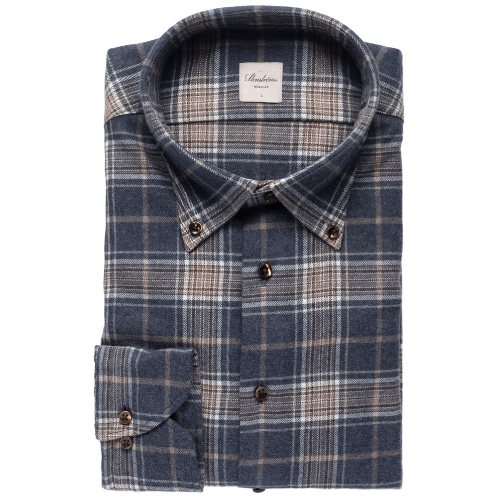 Flanellskjorte - Regular - Navy rutet