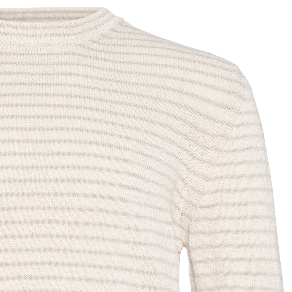 Rundhals genser - Beige stripet