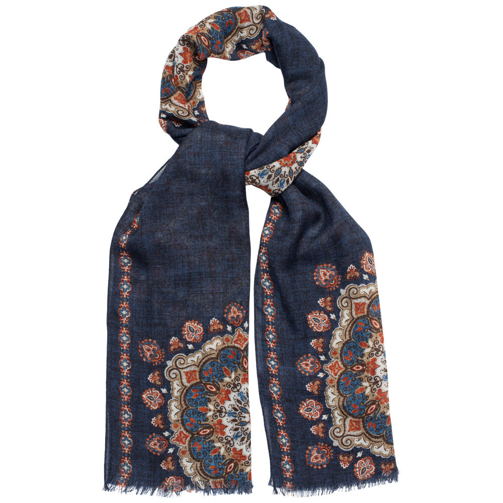 Skjerf - Cortina - Navy mønstret
